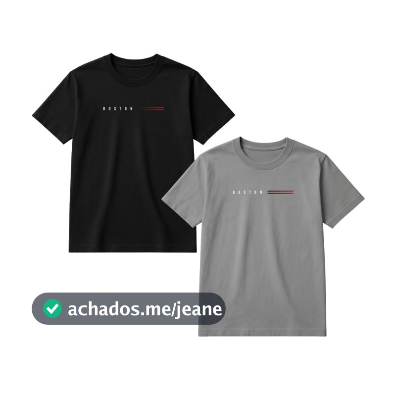 Kit 2 Camiseta Masculina Estampada Boston 100% Algodão Fio 30.1 Premium Camisa Estilosa