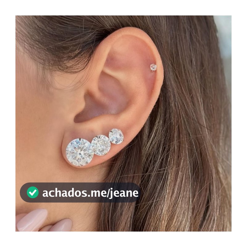 Trio de Brincos Grande Prata Pura 925 Legítima Zircônia Redonda Cristal Ponto de Luz | 10mm 7mm 6mm