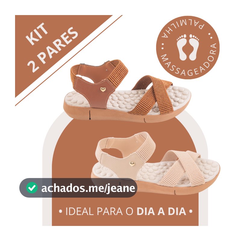 Kit 2 Pares Sandália Ortopédica Feminina com Palmilha Massageadora Conforto Total