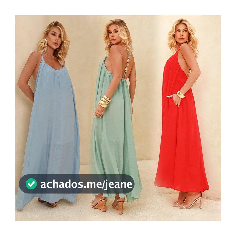 Vestido Máxi Longo Marrakesh com Fivelas nas Costas Bolsos Tendência Blogueira Verão Moda Gringa Chique