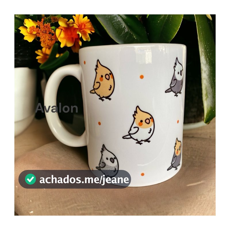 Caneca Calopsita Fofa Com caixinha de presente