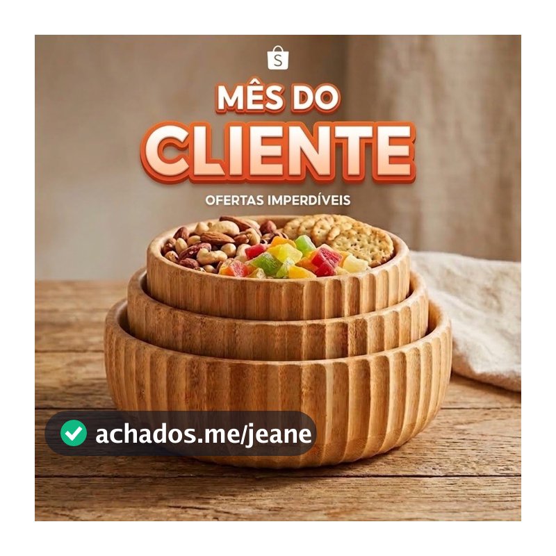 Kit 3 Bowls Canelado de Bambu