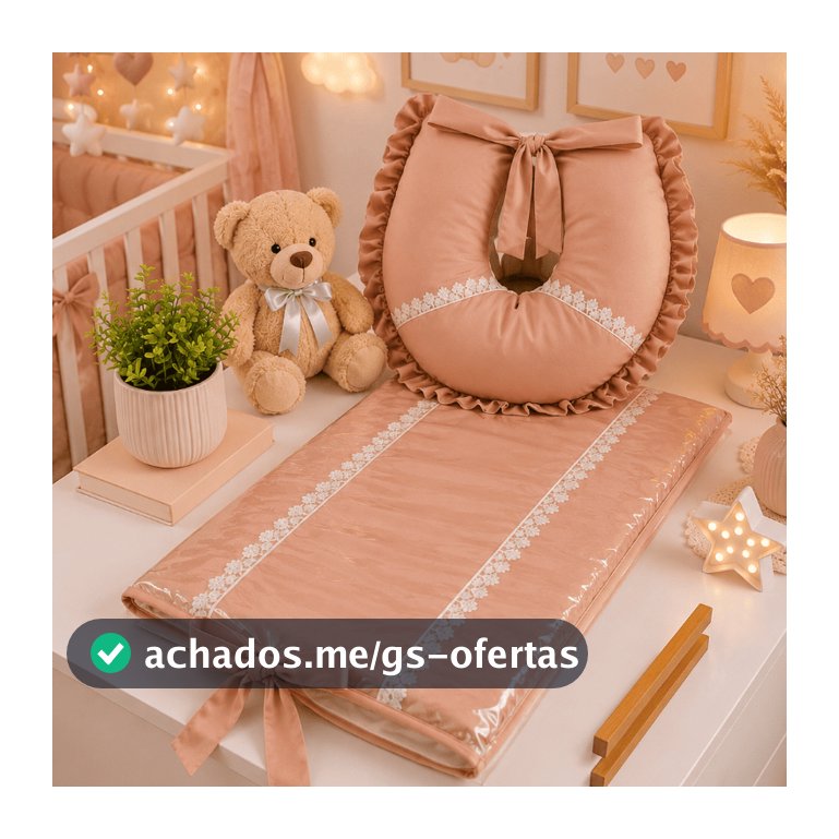 Kit Maternidade Essencial Almofada Amamentação + Trocador Cômoda Liso Impermeável