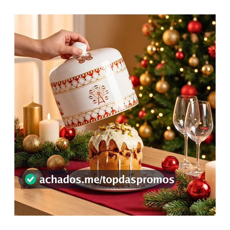 Porta Panetone com Tampa Cerâmica Noite de Brinquedos Scalla