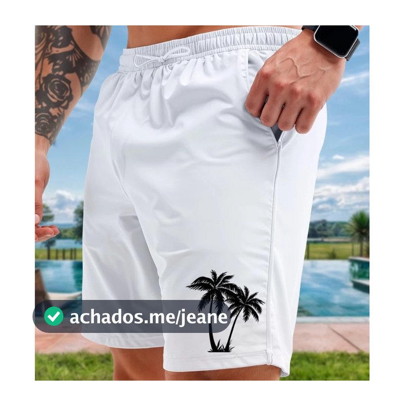 Short Moda Praia Masculino Bermuda Verão Tec Tell Coqueiros Academia Treino Corrida Musculacao Fit