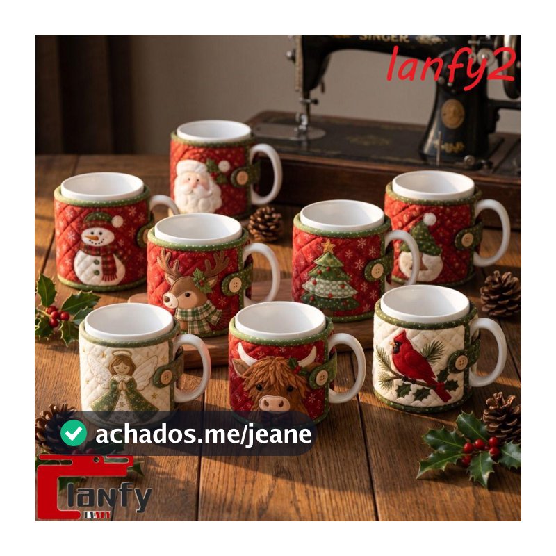 LANFY Suporte De Copo De Chá De Natal , Enfeites De Boneco De Neve De Papai Noel , Capa Protetora De Caneca De Veado À P