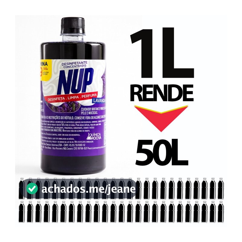 Desinfetante Concentrado 1 litro faz 50 litros - Nup desinfetantes