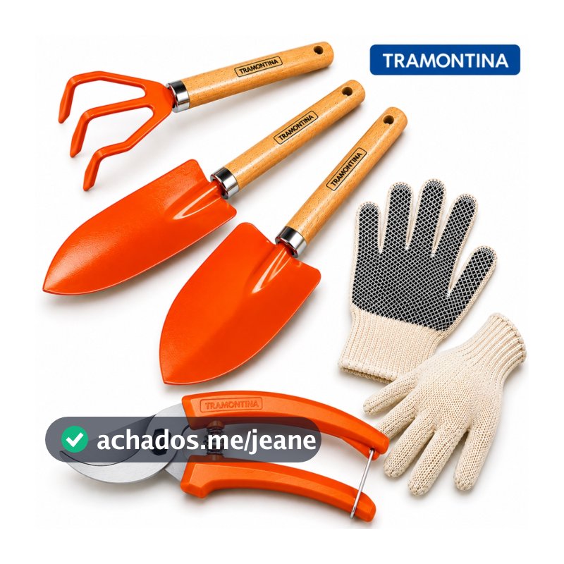 Kit Jardinagem Tramontina 4 Peças De Ferramentas Para Jardinagem + Luva Tricotada Antiderrapante