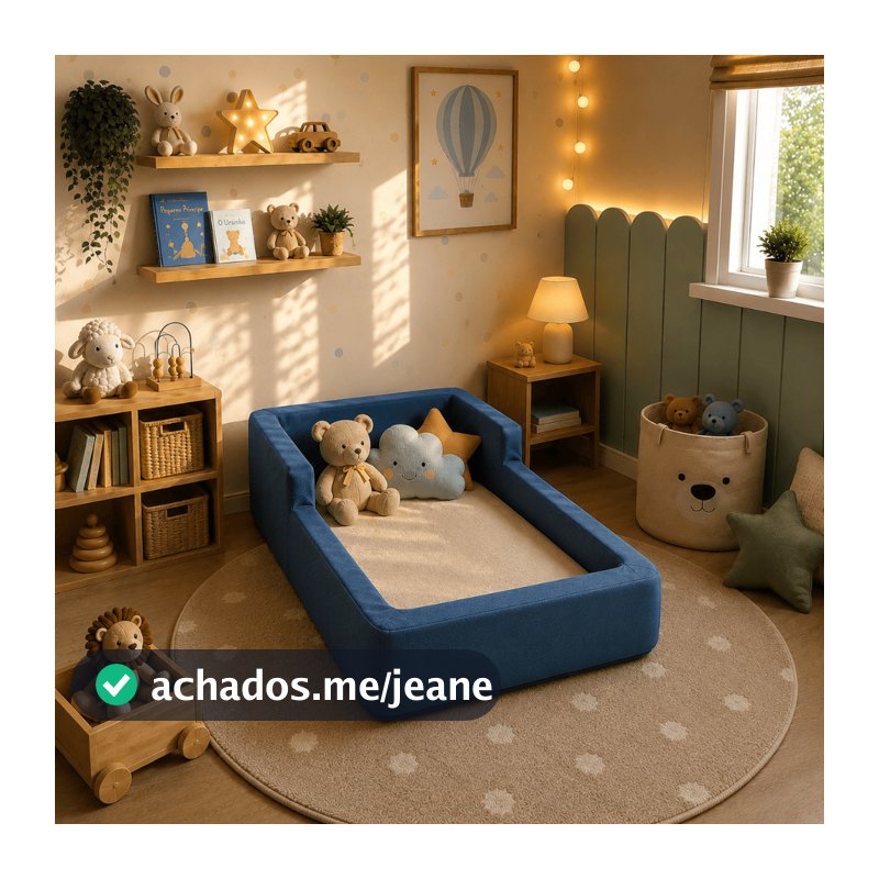 Cama Montessoriana Infantil Estofada com Proteção Lateral 100% Espuma D28 Conforto e Segurança Premium