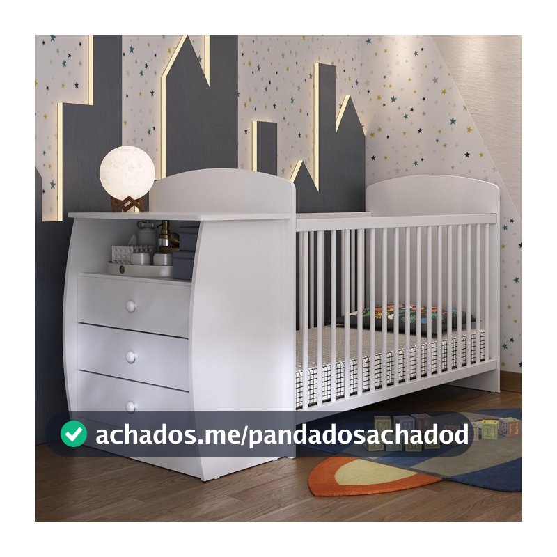 Berço Cômoda com Colchão Incluso Colinho de Mãe Multimóveis Branco