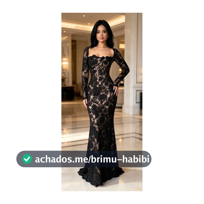 VESTIDO LONGO EM RENDA FENDA ATRÁS