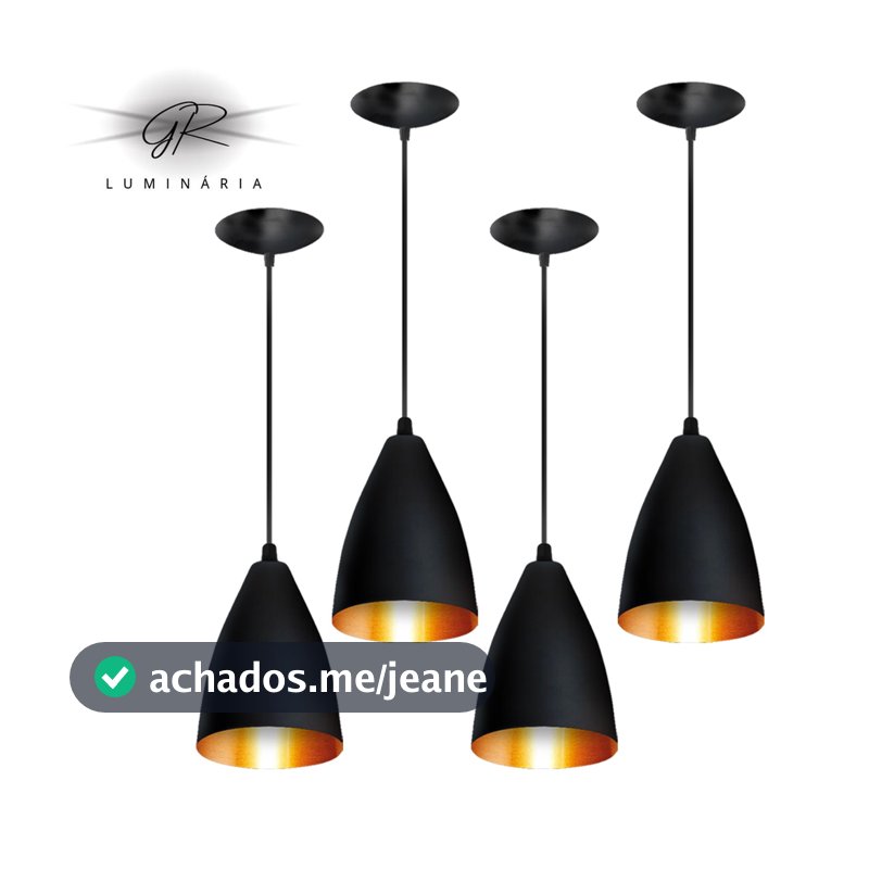 Luminarias Pendentes Kit 4 Luminaria de teto Preto/Cobre casa e decoração