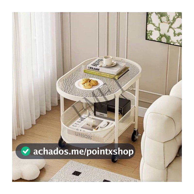 Organizador de Carrinho com 2 Prateleiras Fixas para Itens Domésticos com Rodinhas
