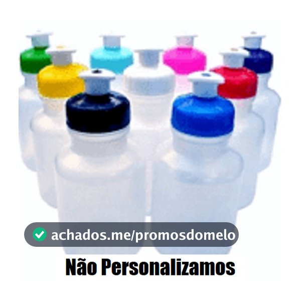GARRAFA SQUEEZE 300ML TAMPA COLORIDA KIT COM 10 (SEM ADESIVO/MAIS DE DUAS CORES OPÇÃO SORTIDA)