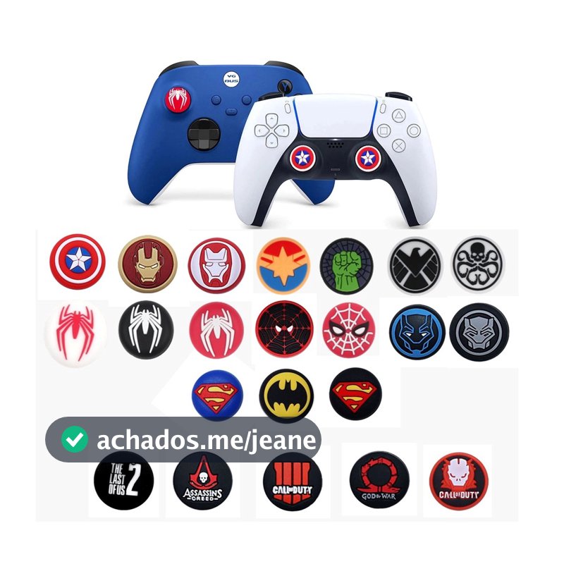 Kit 2 Grips Analógico Heroes Para Controle Ps3, Ps4, Ps5, Xbox ,Nintendo Switch Pro, Wii, Gamesir