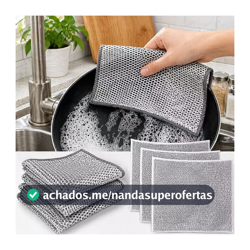 Kit 5/10/15/20Panos de Limpeza de Aço Premium Esponja para Arear Panela Fogão Louça Remove Gordura Reutilizável Multiuso