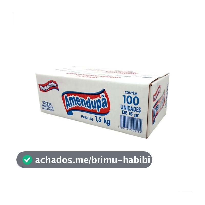 Paçoca Rolha Amendupã Caixa c/100 unidades 1,5kg