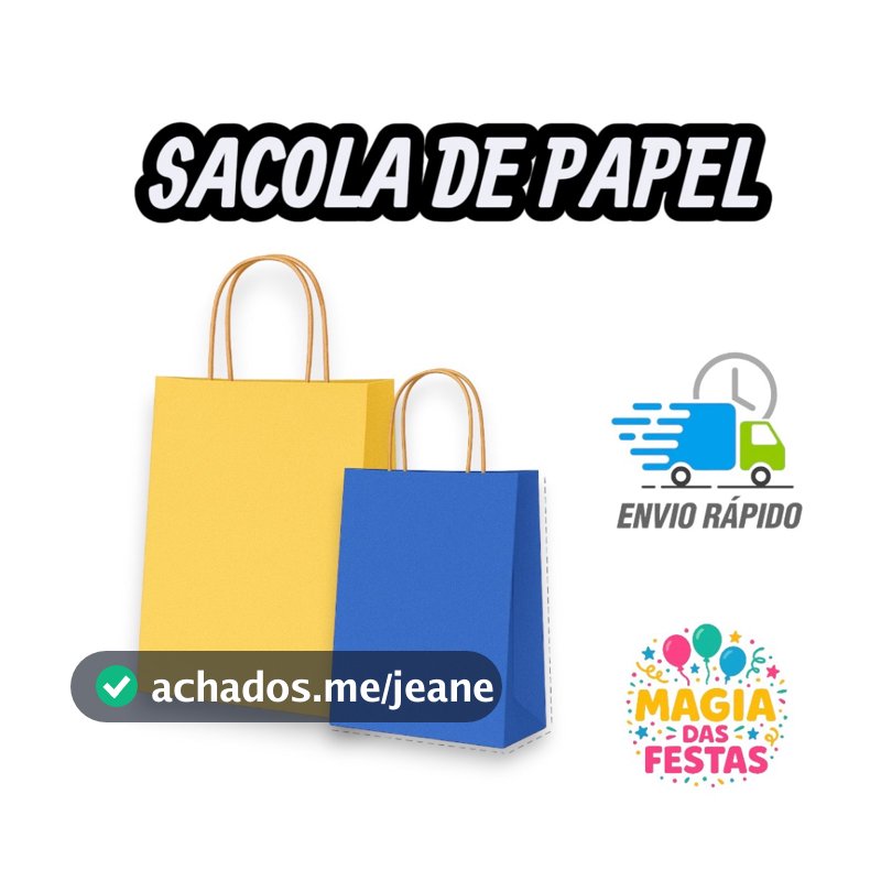 Sacola de papel colorida M (15X08X23) ALÇA KRAFT