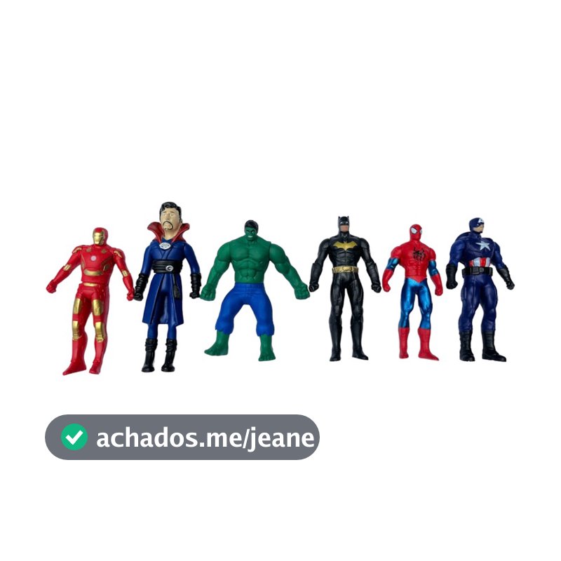 kit Bonecos Super Heróis Avengers Marvel 6 Figuras de ação 16cm articuláveis Heróis