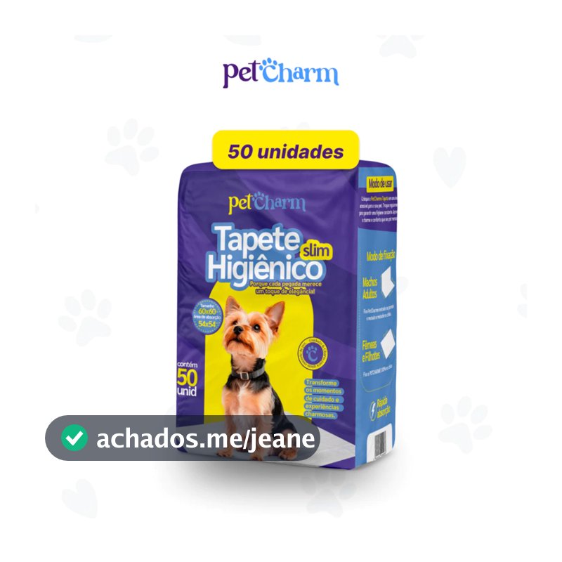 Tapete Higiênico PetCharm Slim  -Tamanho 50cm x 60cm Para Cachorros