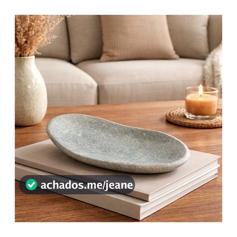 Bandeja Decorativa Pedra Sabão 20cm Artesanal Rústico Elegante Mesa Sala Harmonia