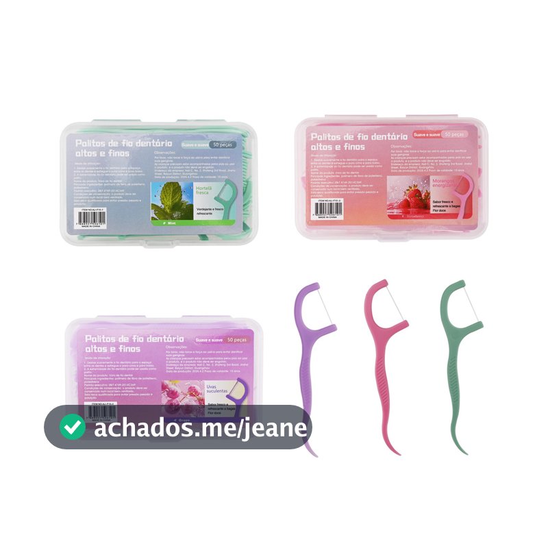Kit 50 Hastes Fio Dental Aromatizado  Limpeza Fácil Proteção Gengival e Uso Diário