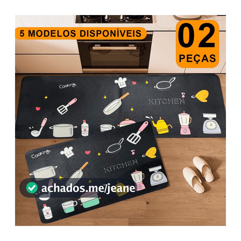 Kit 2 Tapetes de Cozinha Passadeira Emborrachada Para Cozinha tapete Antiderrapante