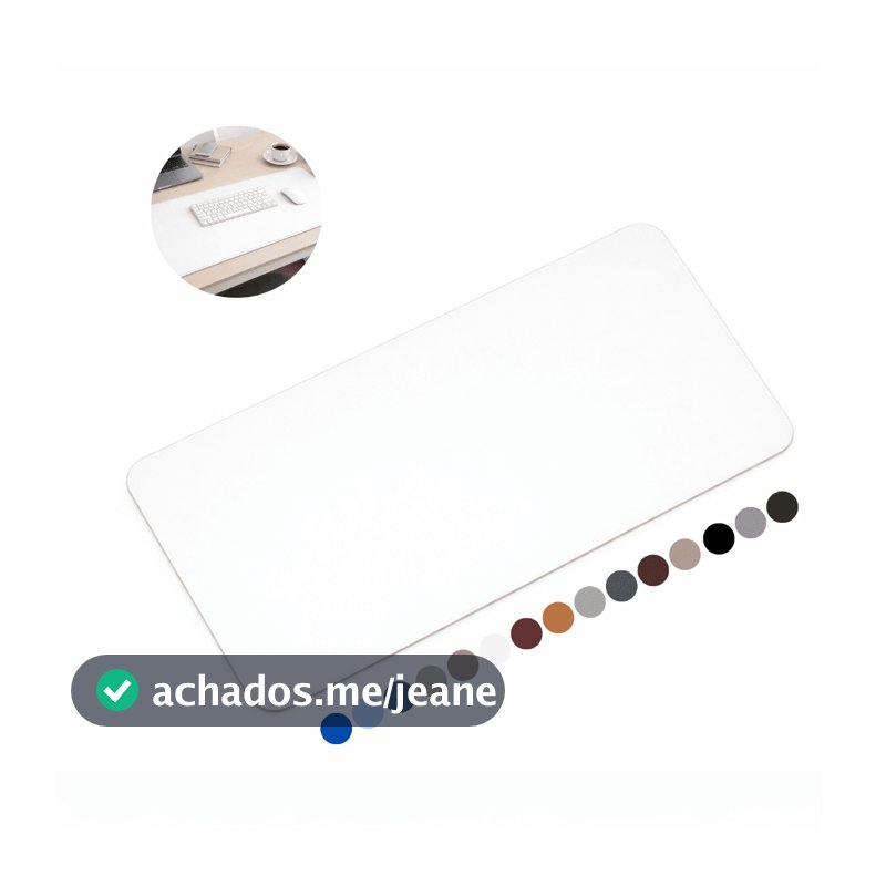 Mouse Pad Grande Couro Sintético Branco Premium