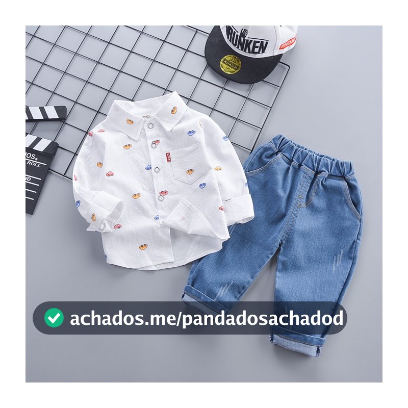 Bebê Menino 0-6 Anos De Idade Conjunto De 2 Peças Manga Longa Moda Camiseta Primavera Terno Lapela Camisa Padrão Dos Des