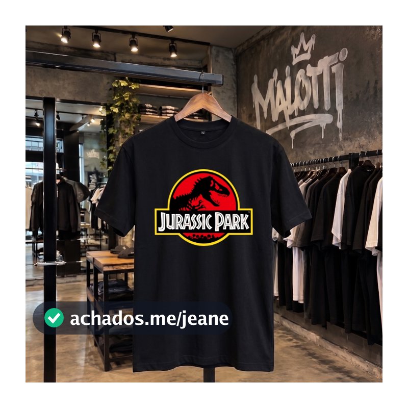Camiseta Jurassic Park Unissex 100% Algodão Estampada DTF Camisa Masculina Feminina Casual