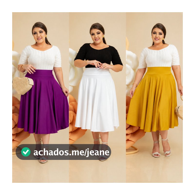 Saia Midi Godê 360º Várias Cores Lisa Moda Feminina Cristã Modesta Evangélica
