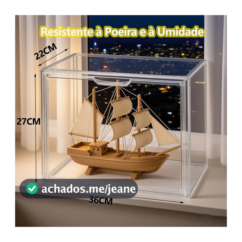 Caixa Organizadora Acrilico Transparente Grande Porte Para Exposição ou Colecionador 36x22x27cm
