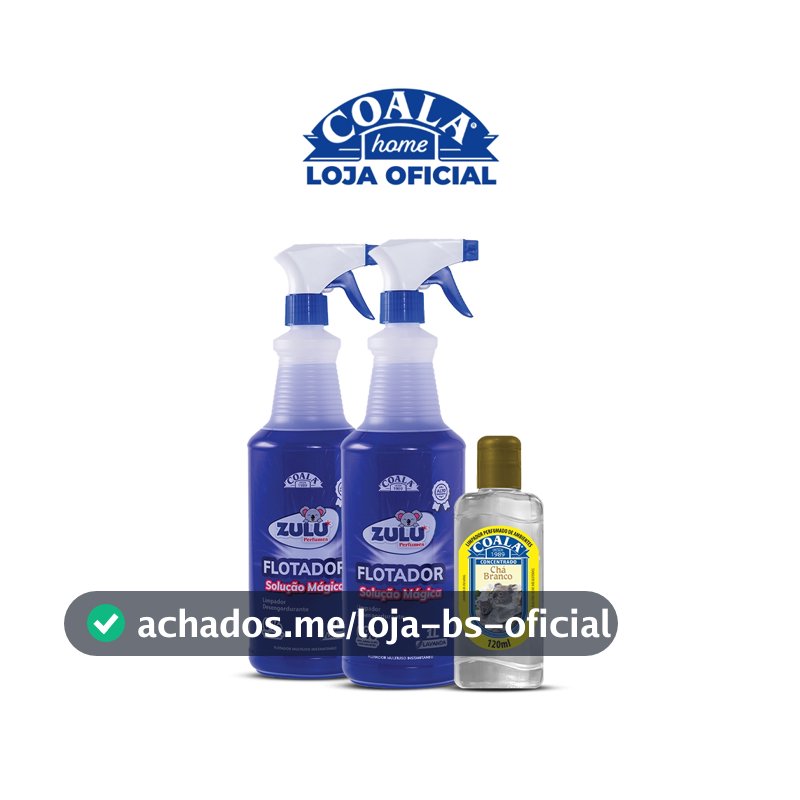 Kit 2 Flotador Desengordurante Zulu Perfumes / Coala - Lavanda - 1L + 1 Limpador Concentrado Coala - Chá Branco 120ml