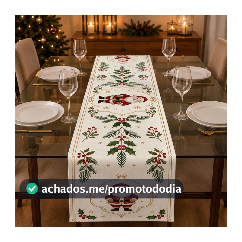 Caminho De Mesa Tema Natal Para Mesa Posta Em Tecido Sublimado