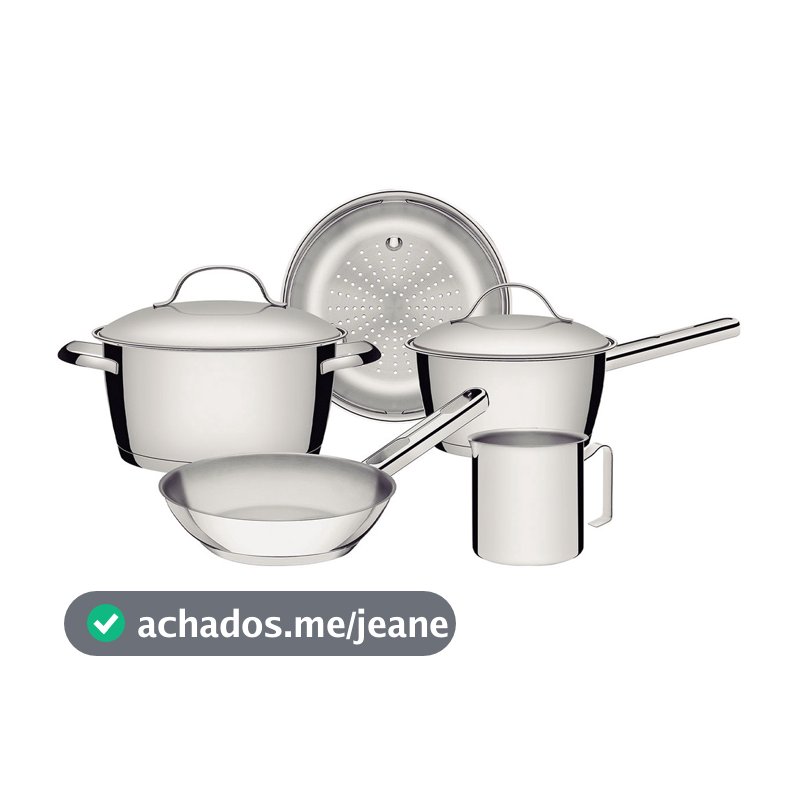 Jogo de Panelas Tramontina Allegra em Aço Inox com Fundo Triplo de indução 5 Peças