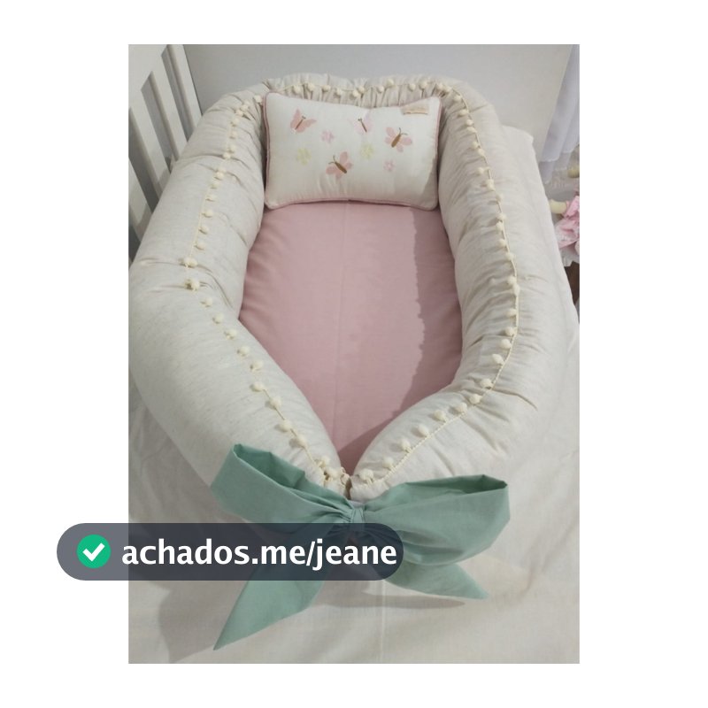 Ninho Redutor de Berço Menina Jardim Das Flores Linho com Rose Blush