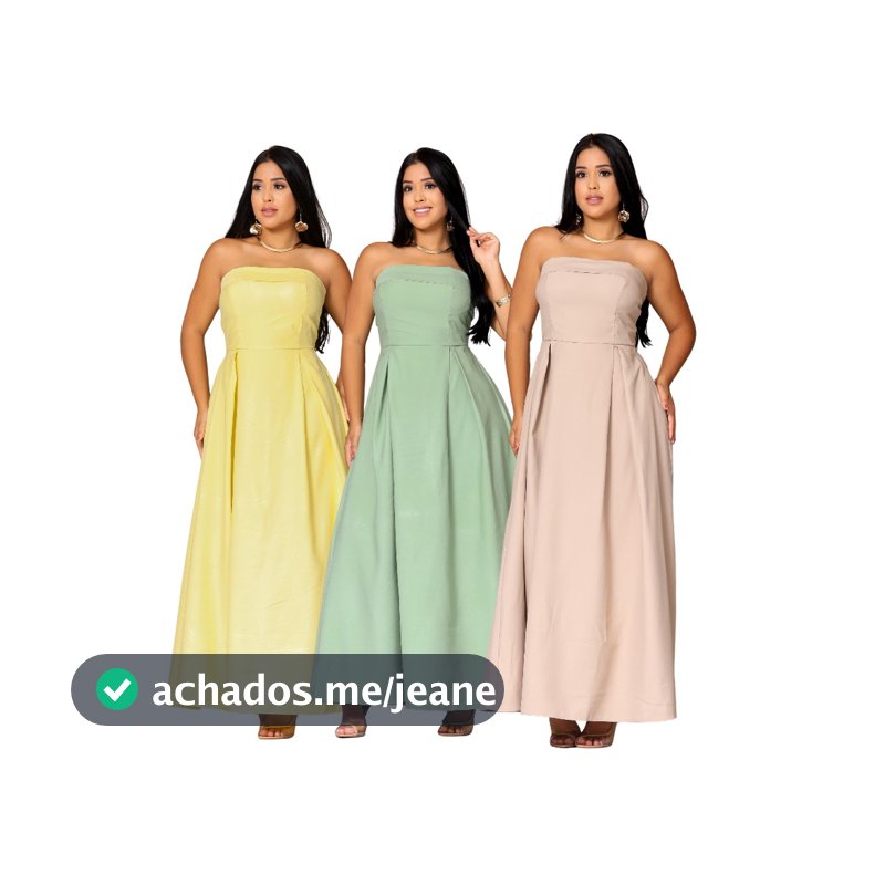 Vestido Longo Feminino Tomara que Caia com Bojo – Tecido Sensorial Forrado  M e G