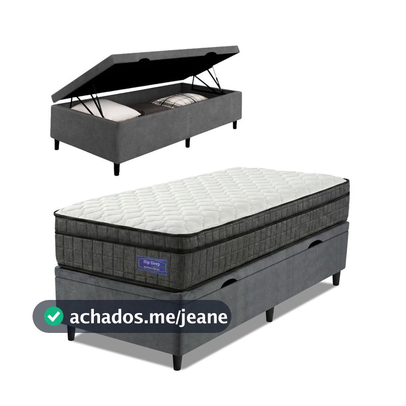 Cama Box Baú Colchão Solteiro Ortopédico D33 Euro Pillow Ultra 88x188x66cm