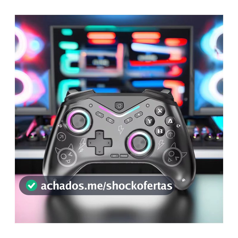 Controle Gamepad Sem Fio RGB Para PC iOS Android Com Vibração e Sensor de Giro KP-GM044