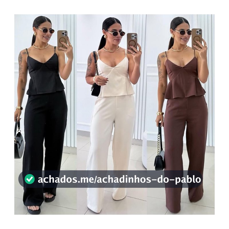 Conjunto Feminino de Alfaiataria com Regata Alça Fina e Calça Reta | 316# PMG