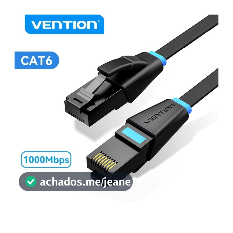 VENTION Cabo De Rede Cat6 Lan Ethernet Plano 1000Mbps Utp RJ45 Cat6 Gigabit De Alta Velocidade Para Notebooks PS 4 RJ45