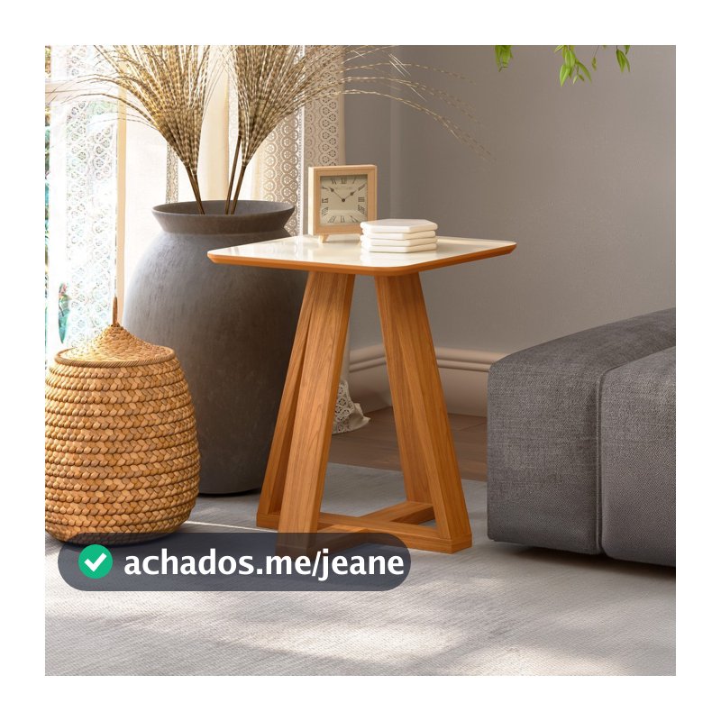 Mesa de Canto 45cm Off White/ Freijó - Dalla Costa