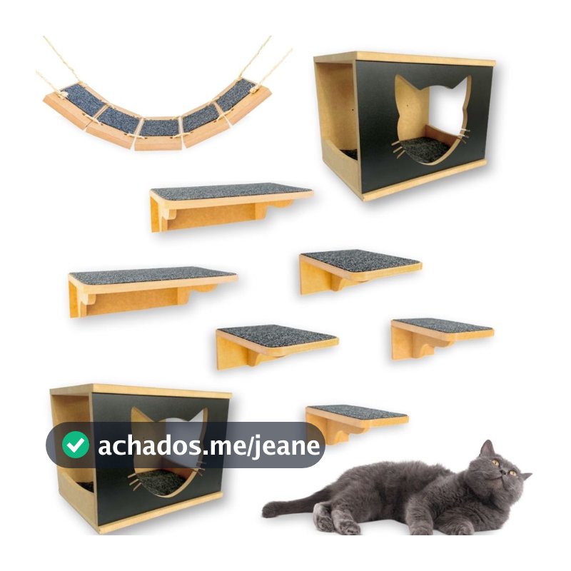 Parque Gato Reforçado Envio Montado e Parafusado Prateleira Para Gato Kit Playground Gato Seguro