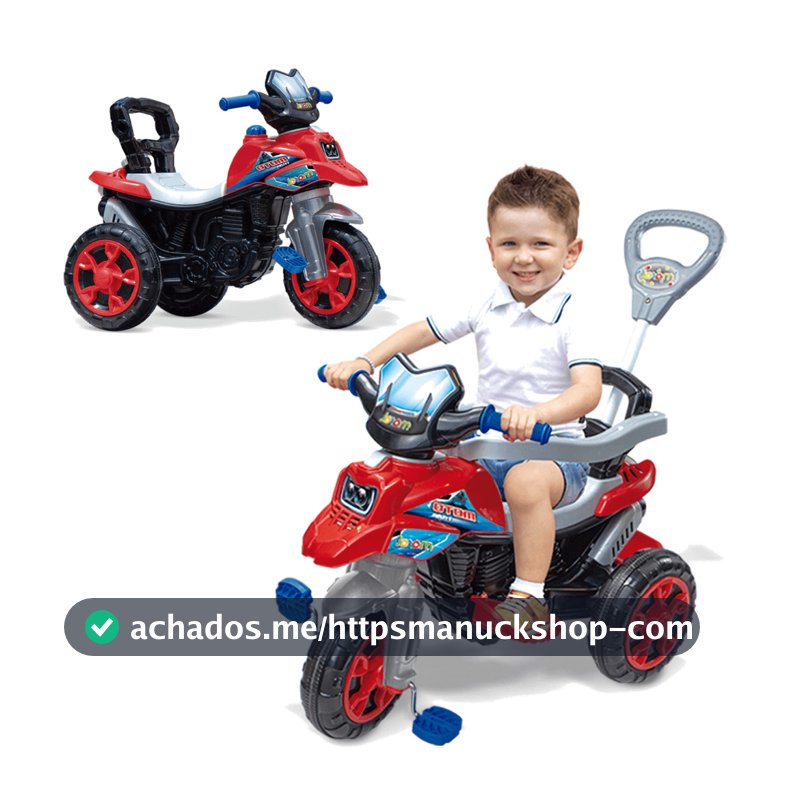 Moto Trail Infantil 2 em 1 Maral com Pedal e Empurrador Vermelha