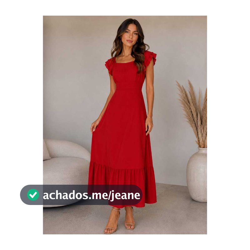 Vestido Longuete  Decote Canoa Manga C/ Babados Sem Transparência em Crepe Texturizado Moda Evangélica Moda Modesta