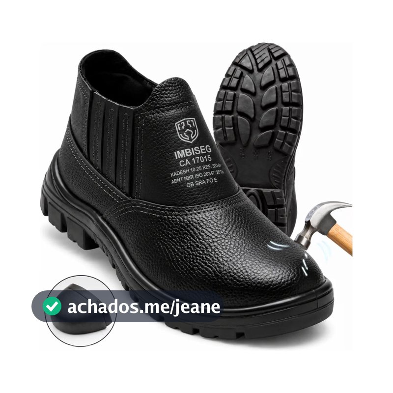 Bota Botina Segurança Trabalho Couro Legitimo CA Bota Trabalho Resistente Epi Bico Pvc Botina