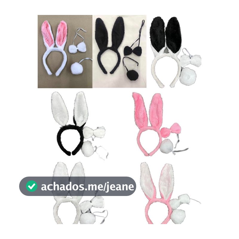 Kit Arco De Coelho Com Rabinho e Gravata Festa  Fantasia