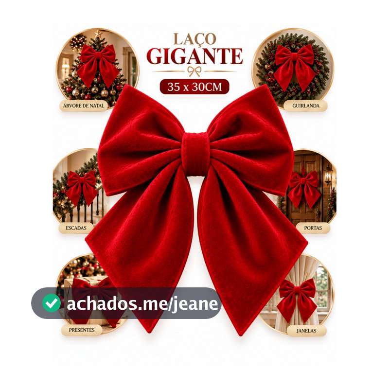 Laço Veludo Gigante Para Decoração de Natal Arvore Guirlanda Vermelho Luxo Alta Qualidade