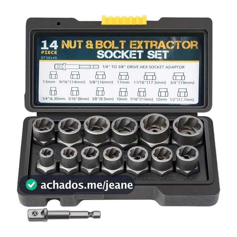 Conjunto Extrator De Porca De Parafuso De Impacto De Unidade De 14 Peças Lug 3/8 Polegadas Kit Removedor Aço De Ferramen