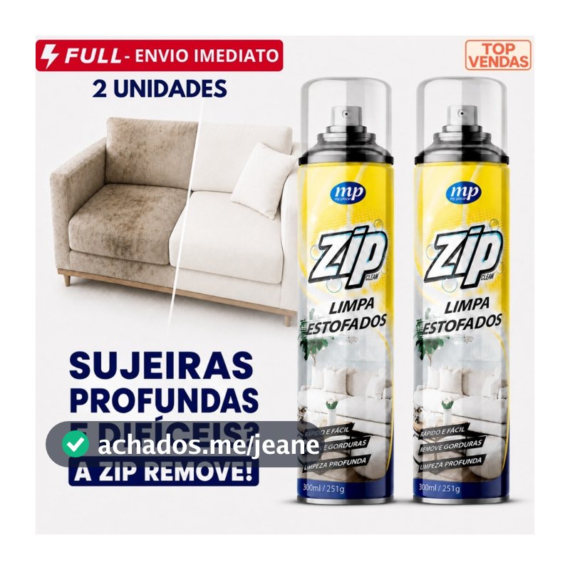 Limpa Estofados Spray Zip 300ml My Place Carro Sofá Tapete Colchão Almofada